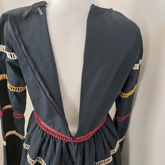 English Factory A-Line Multicolor Striped Navy Mini Dress Size Small - Picture 4 of 8